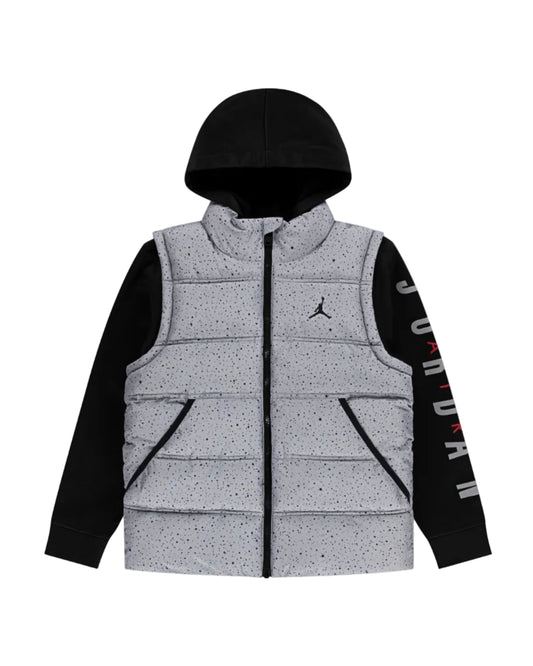 JORDAN YOUTH KIDS' 2 FER JORDAN GREY & BLACK VEST HOODIE JACKET (YOUTH SIZE S-XL)