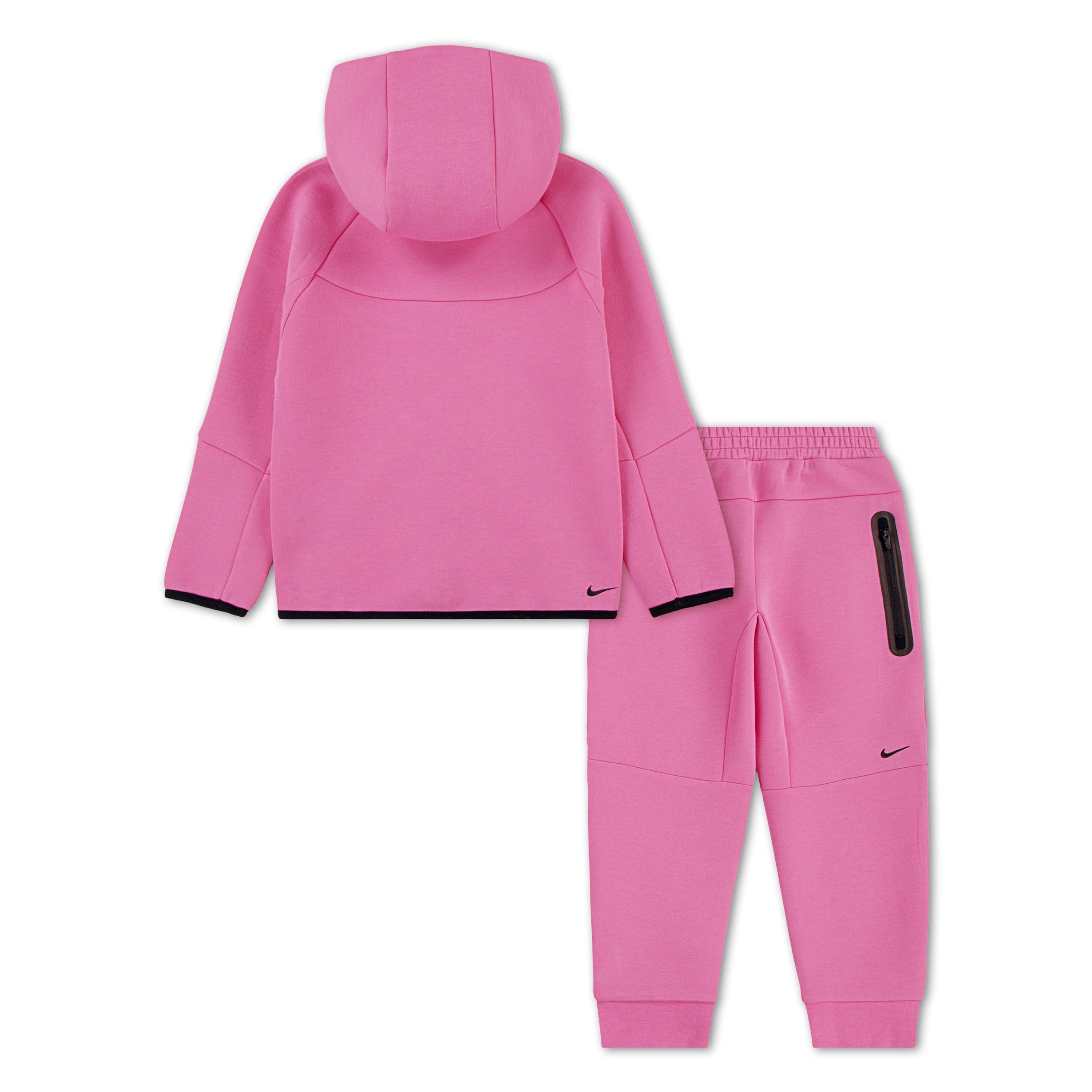 NIKE SPORTSWEAR KIDS' TECH FLEECE FULL ZIP PLAYFUL ROSE PINK HOODIE & JOGGER SET (SIZE 4-7 YEARS)