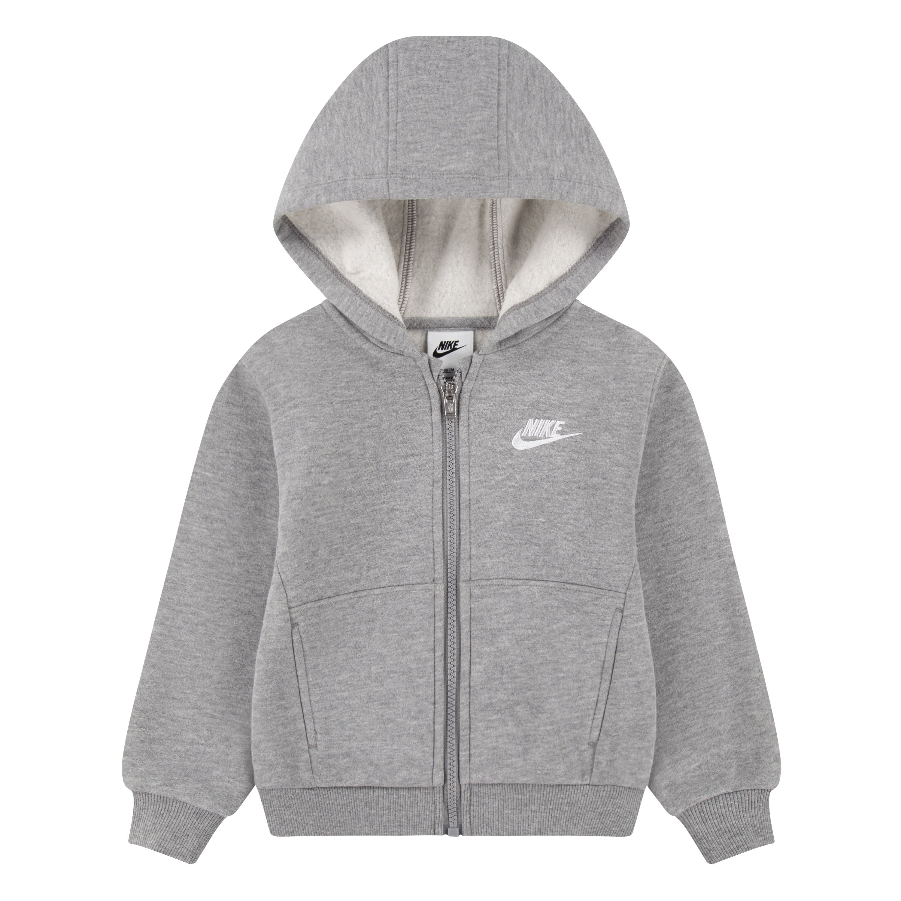 NIKE TODDLERS KIDS SPORTSWEAR CLUB GREY ZIP-UP FLEECE HOODIE (SIZE 2T-4T)