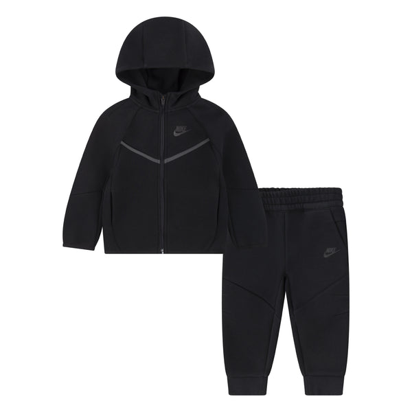 NIKE SPORTSWEAR TODDLERS' TECH FLEECE FULL ZIP ALL BLACK HOODIE & JOGGER SET (SIZE 2T-4T)
