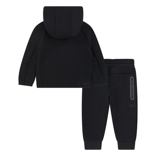 NIKE SPORTSWEAR TODDLERS' TECH FLEECE FULL ZIP ALL BLACK HOODIE & JOGGER SET (SIZE 2T-4T)