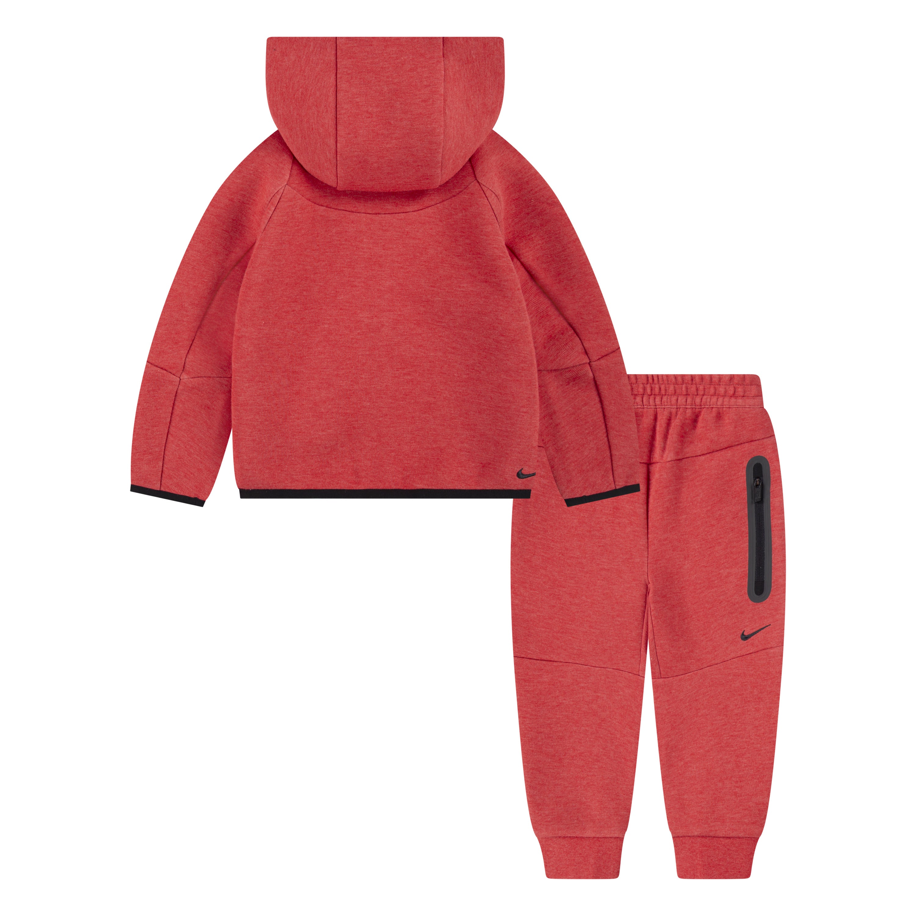 NIKE SPORTSWEAR TODDLERS' TECH FLEECE FULL ZIP LIGHT UNIVERSITY HEATHER RED HOODIE & JOGGER SET (SIZE 2T-4T)