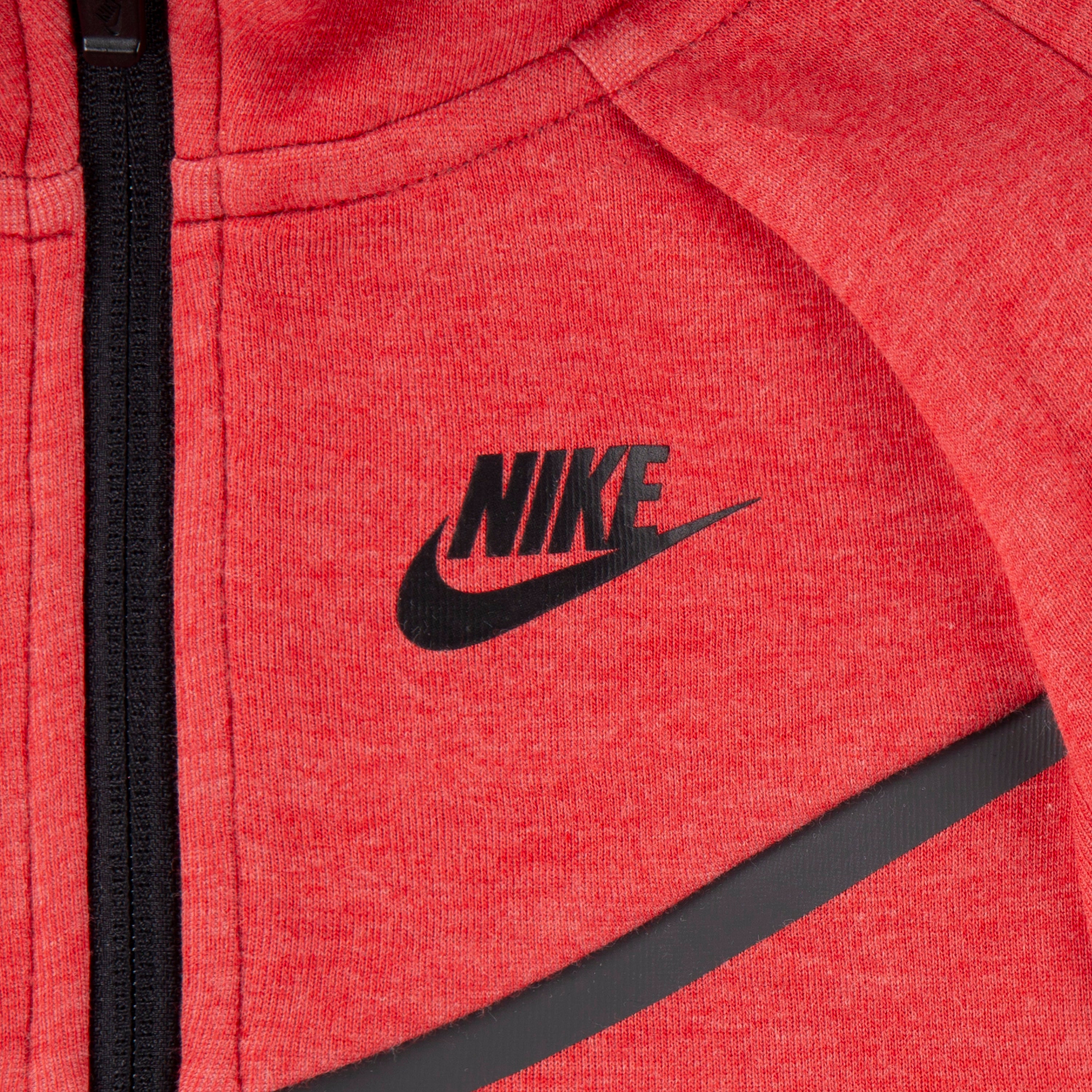 NIKE SPORTSWEAR TODDLERS' TECH FLEECE FULL ZIP LIGHT UNIVERSITY HEATHER RED HOODIE & JOGGER SET (SIZE 2T-4T)