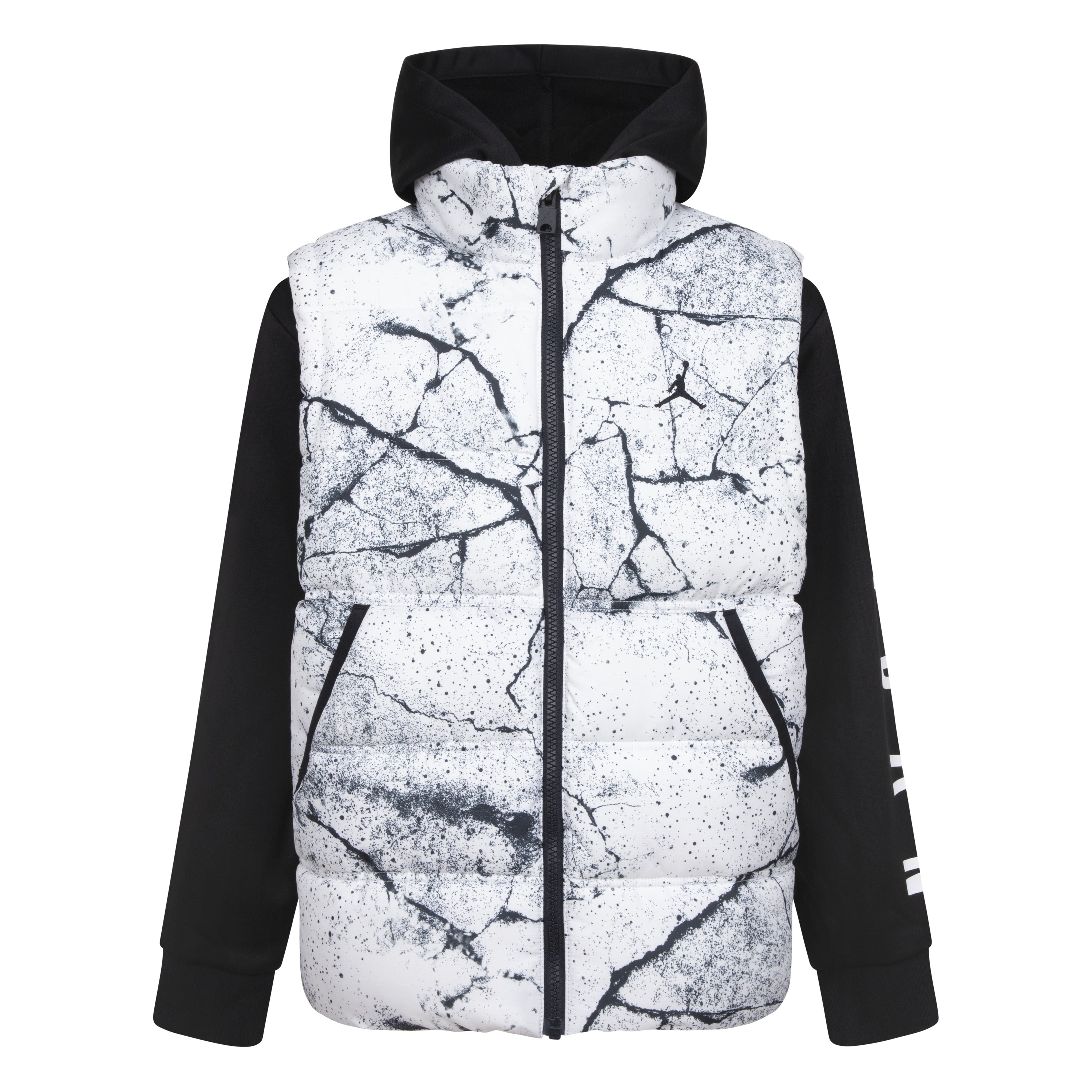 JORDAN YOUTH KIDS' 2 FER JORDAN WHITE & BLACK VEST HOODIE JACKET (YOUTH SIZE S-XL)
