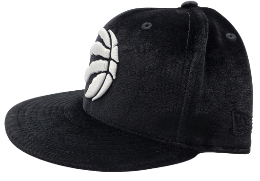 MEN'S TORONTO RAPTORS 5950 FITTED WHITE LOGO ON BLACK VELOUR HAT