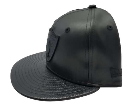 MEN'S 5950 RAIDERS ALL BLACK PU FITTED HAT