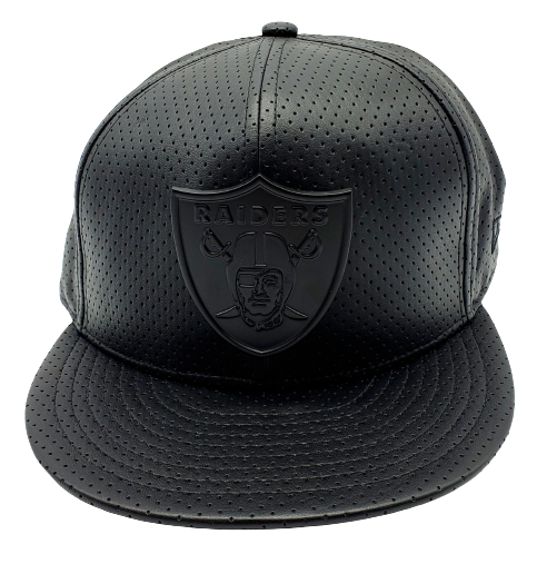 MEN'S 5950 RAIDERS METAL ALL BLACK PU FITTED HAT