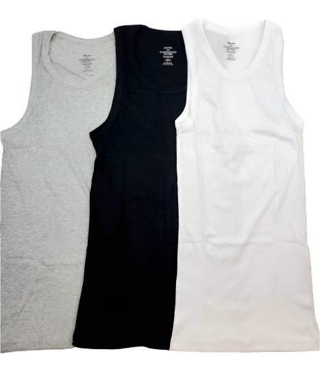 MEN'S BASICS 3-PIECE MARINA TANK TOPS 3 COLORS VALUE PACK (BLACK/WHITE/GREY)