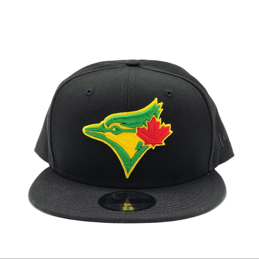 9FIFTY NEW ERA MEN'S MLB TORONTO BLUE JAYS RED/GREEN/YELLOW ON BLACK SNAPBACK