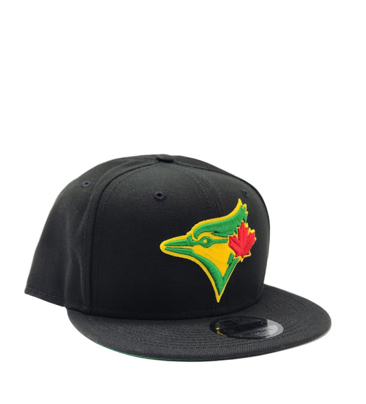 9FIFTY NEW ERA MEN'S MLB TORONTO BLUE JAYS RED/GREEN/YELLOW ON BLACK SNAPBACK