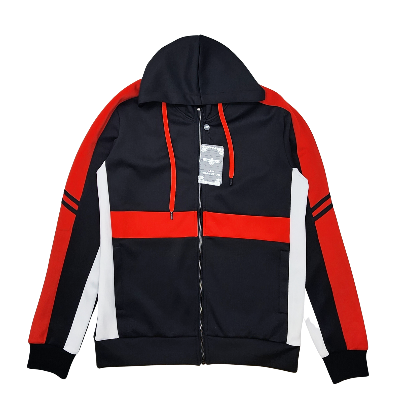 2 PCS VIP TRACKSUIT WITH HOOD (BLACK/RED/WHITE)