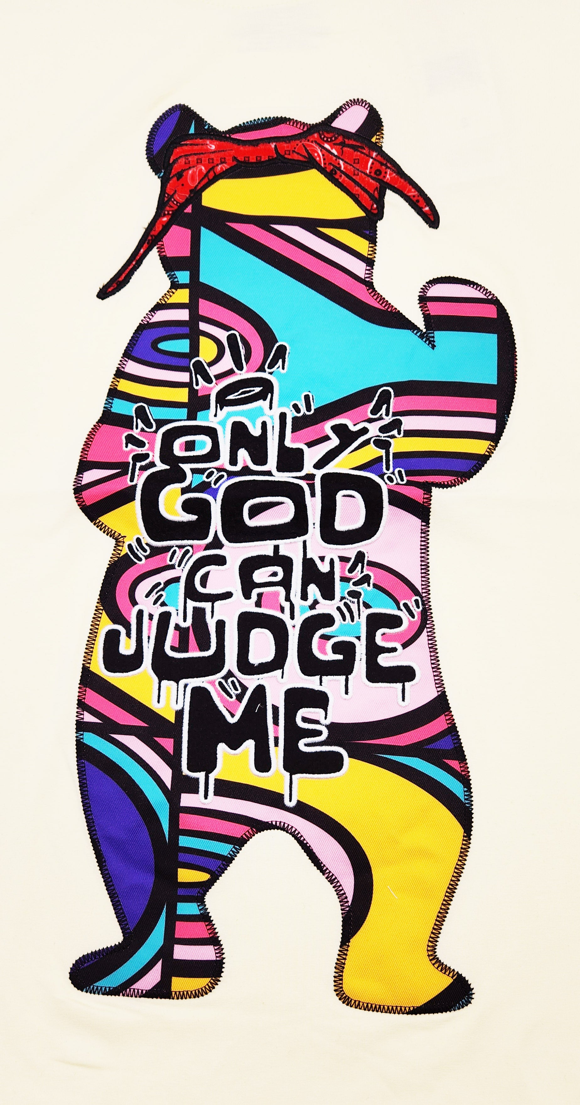 ONLY GOD CAN JUDGE ME BEAR GRAPHIC T-SHIRT (IVORY)