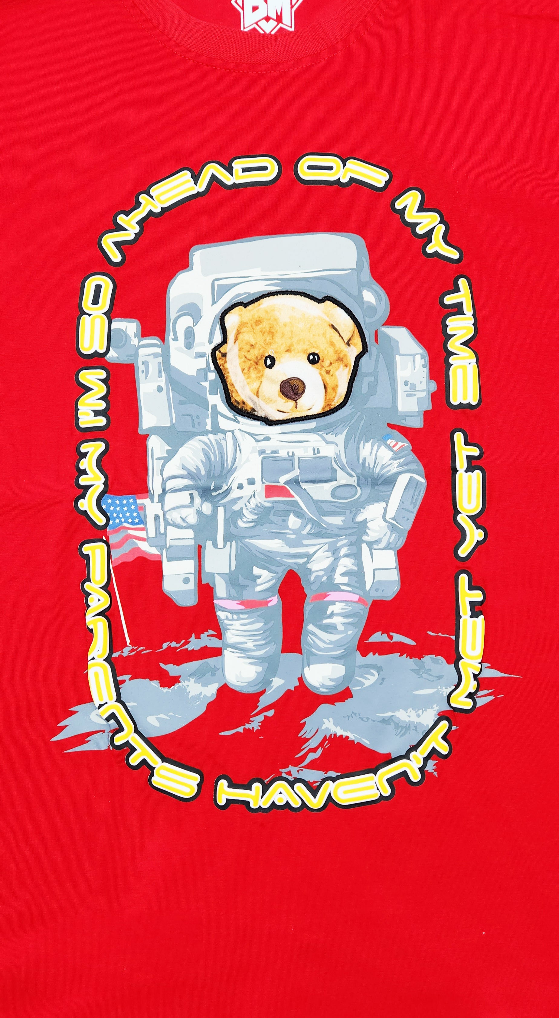 AHEAD OF MY TIME BEAR GRAPHIC T-SHIRT (RED)