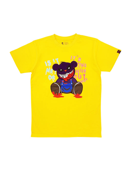 ITS GETTING CRAZIER HERE BEAR GRAPHIC T-SHIRT (GOLDEN YELLOW)