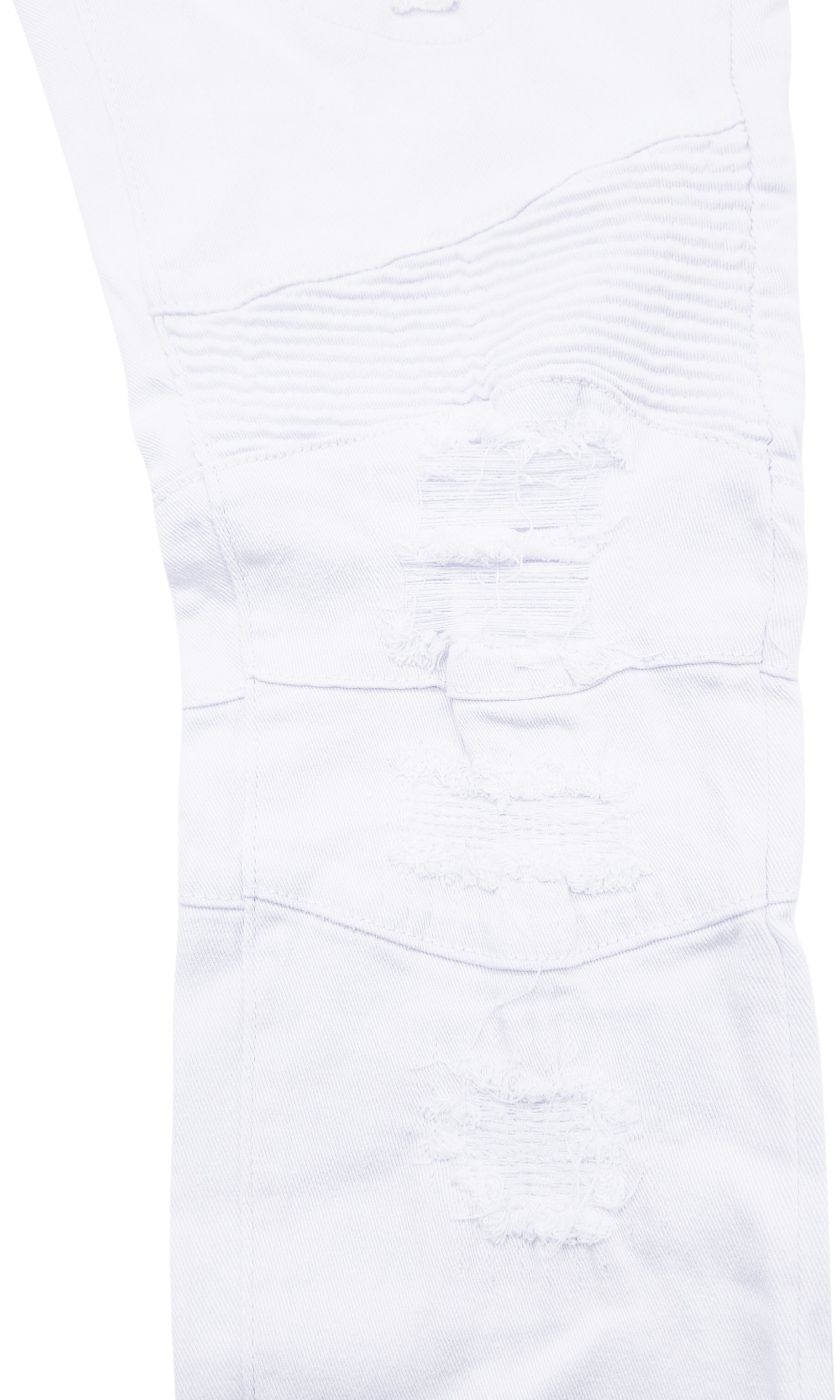 BLEECKER & MERCER MEN'S RIPPED FITTED PREMIUM JEANS (WHITE)