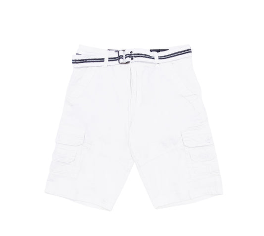 PLOREO MEN'S CARGO SHORTS WITH BELT (WHITE)