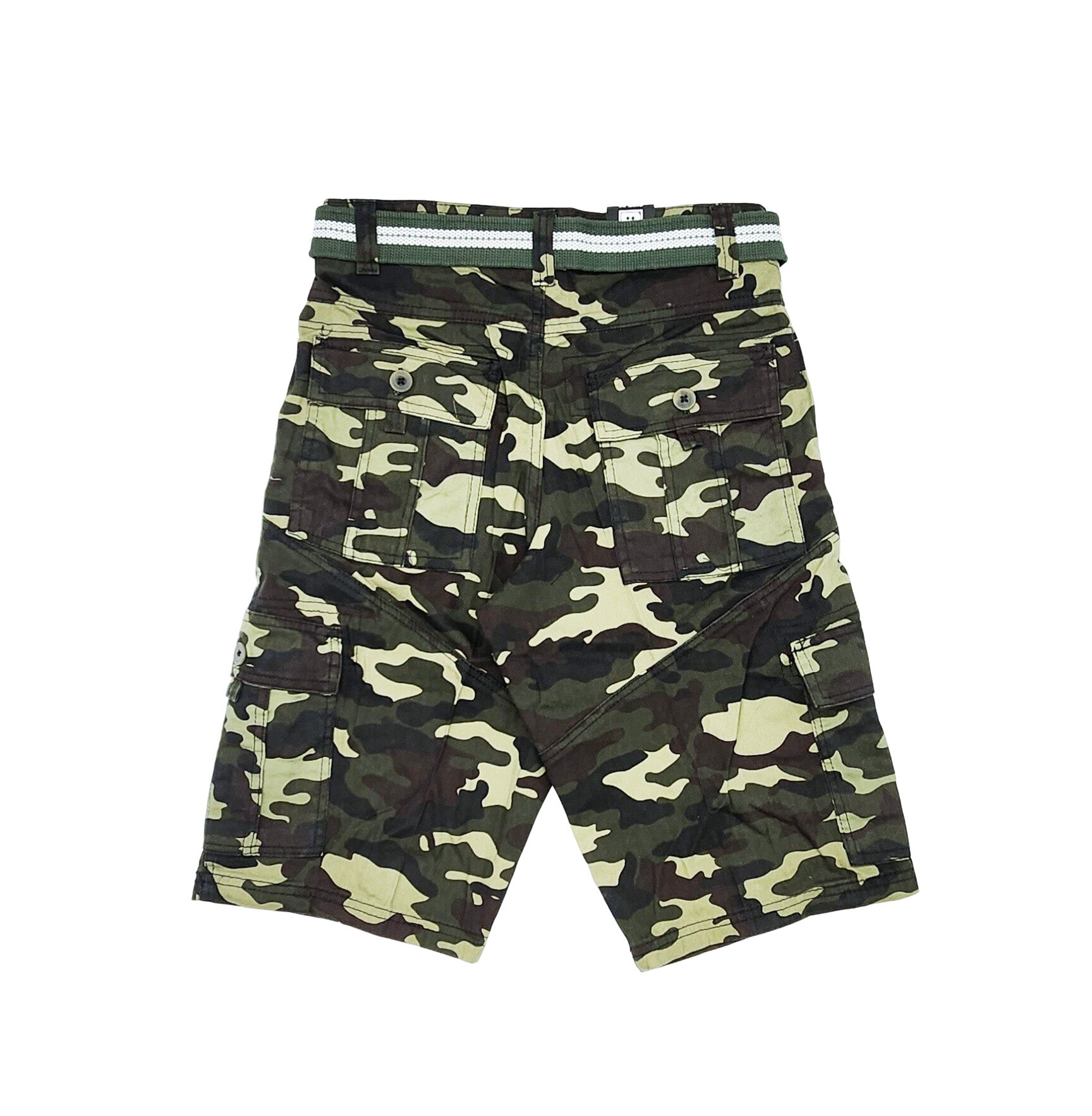 PLOREO MEN'S CARGO SHORTS WITH BELT (DARK GREEN CAMO)