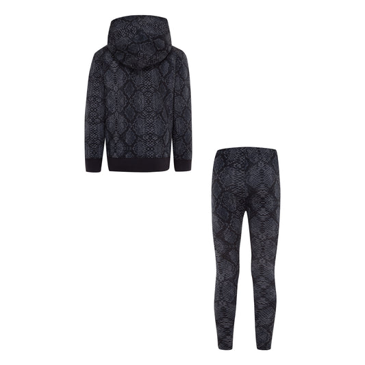JORDAN GIRLS' HOODIE AND LEGGINGS BLACK/GREY SET