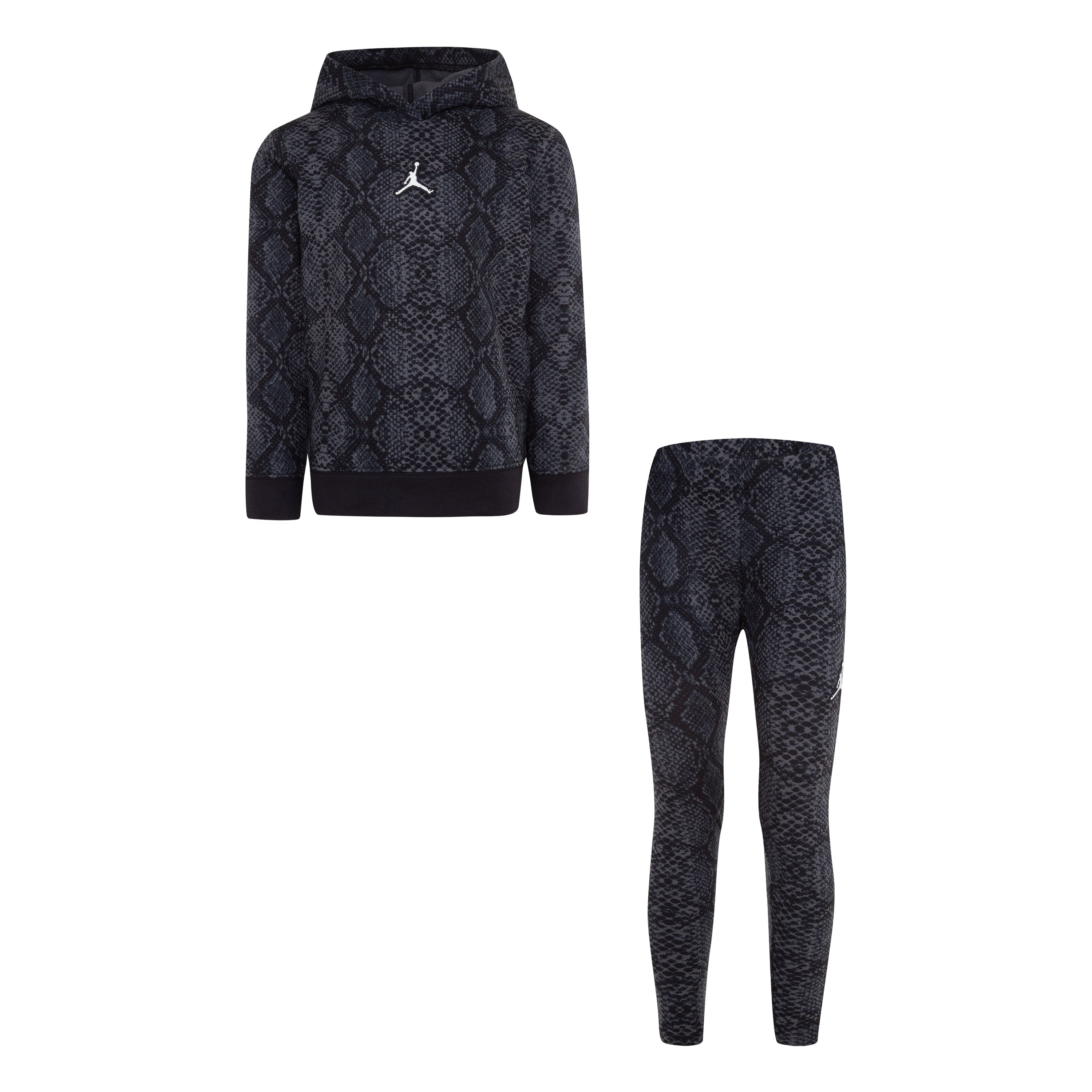 JORDAN GIRLS' HOODIE AND LEGGINGS BLACK/GREY SET