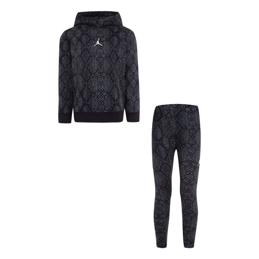 JORDAN GIRLS' HOODIE AND LEGGINGS BLACK/GREY SET