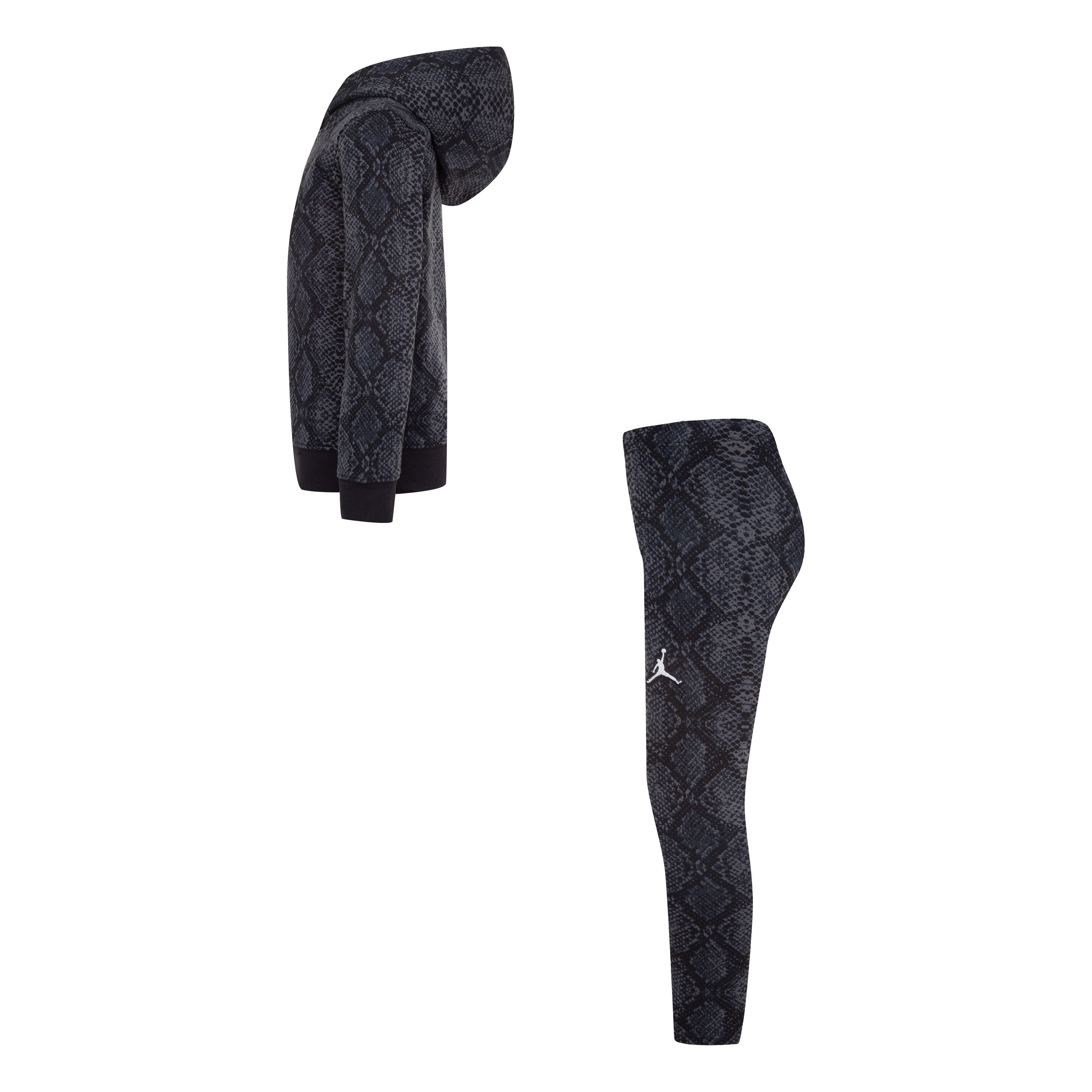 JORDAN GIRLS' HOODIE AND LEGGINGS BLACK/GREY SET