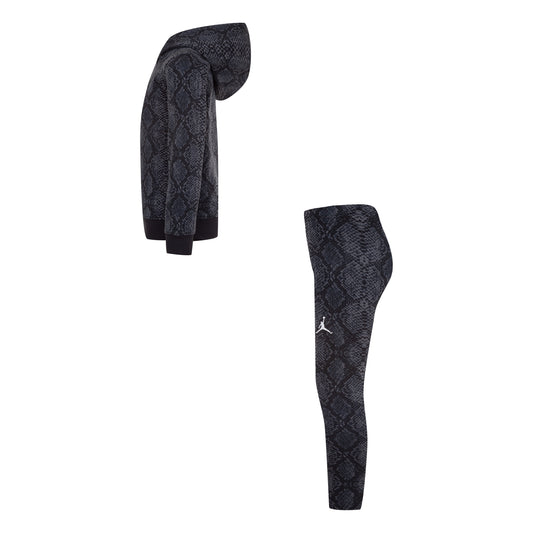 JORDAN GIRLS' HOODIE AND LEGGINGS BLACK/GREY SET