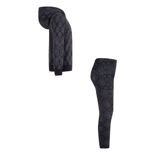 JORDAN GIRLS' HOODIE AND LEGGINGS BLACK/GREY SET