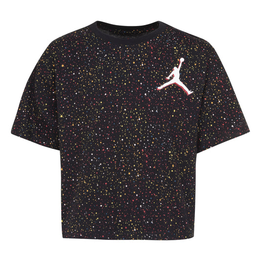 JORDAN GIRLS' MIX COLOR ALL OVER PRINT T-SHIRT (BLACK)