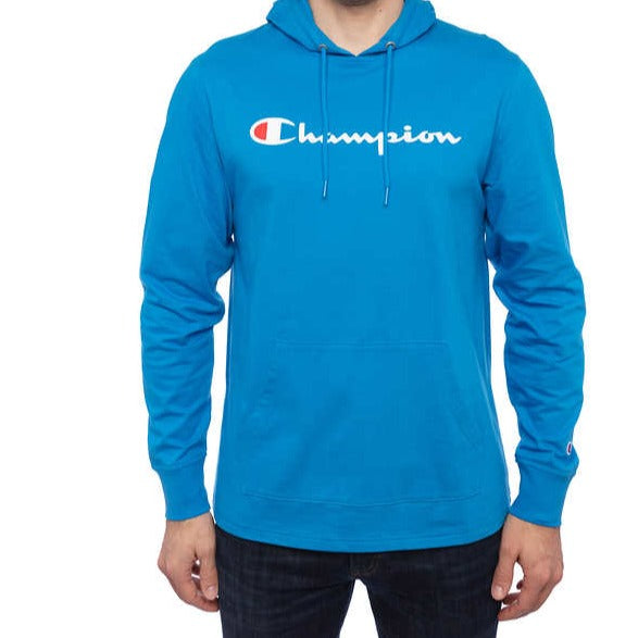 CHAMPION MENS HOODIE T-SHIRT BLUE