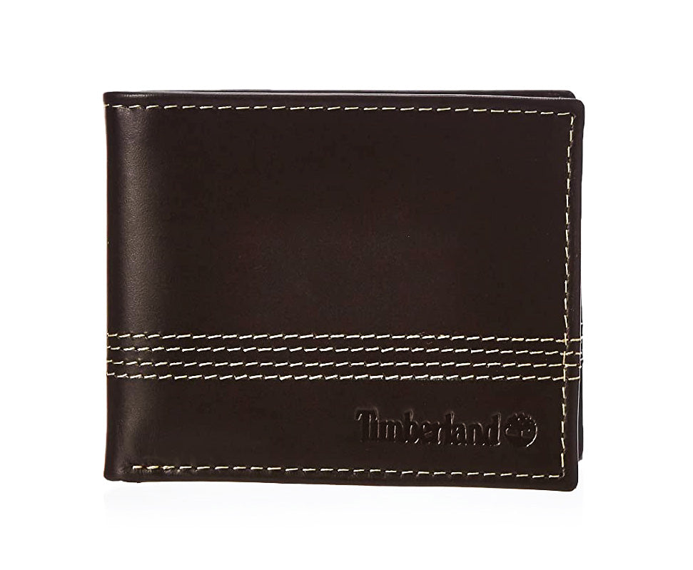 TIMBERLAND MEN'S LEATHER BIFOLD WALLET (BROWN)