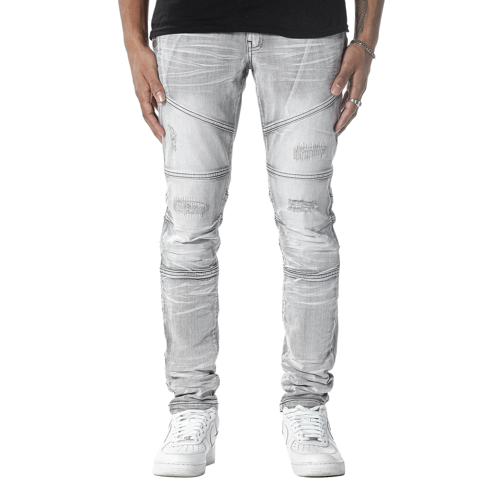 Light grey best sale biker jeans