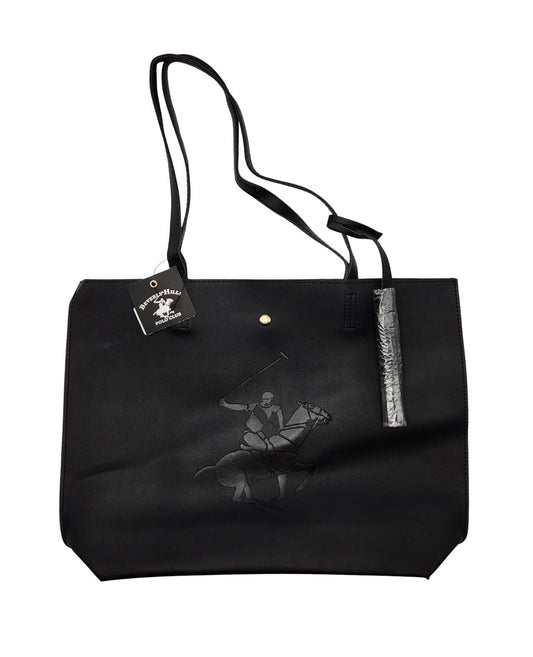 BEVERLY HILLS WOMEN'S BLACK FANCY TOTE BAG