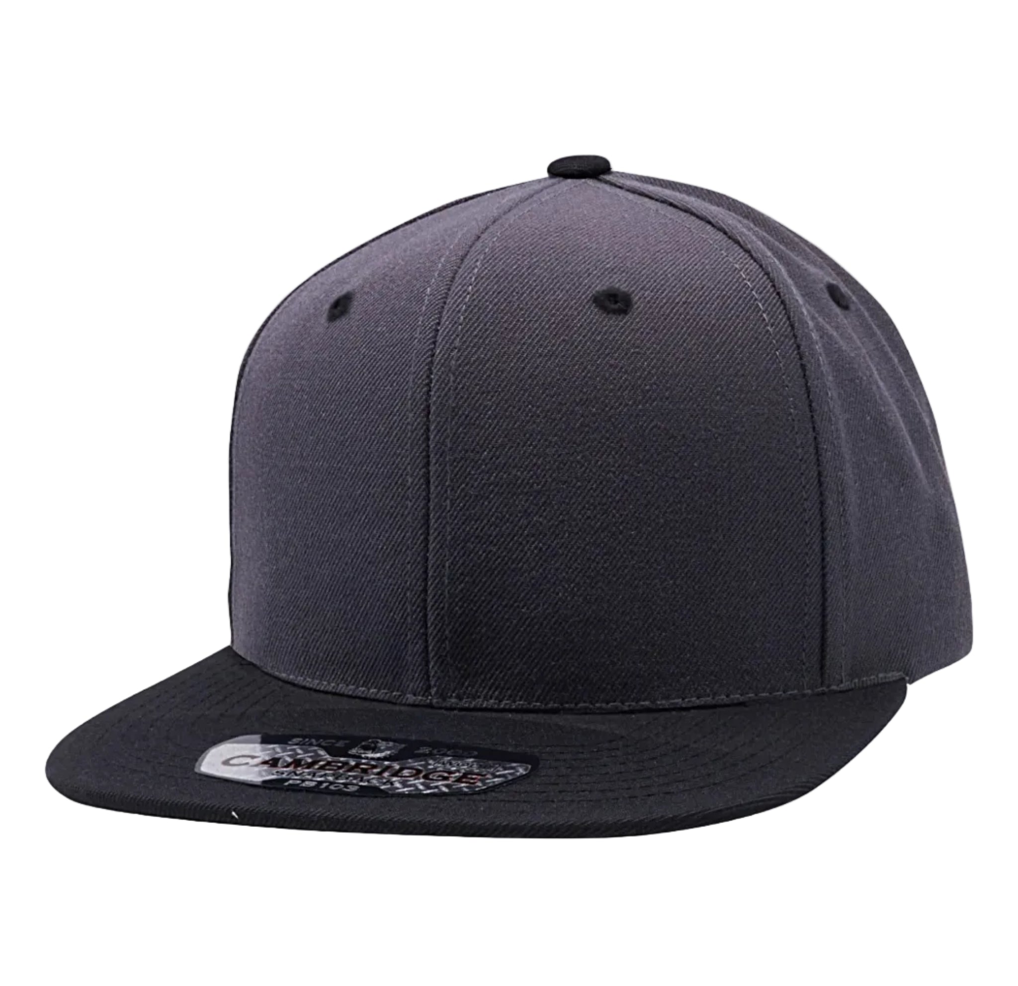 PIT BULL CAMBRIDGE WOOL BLENDED PLAIN SNAPBACK HAT (CHARCOAL/BLACK)