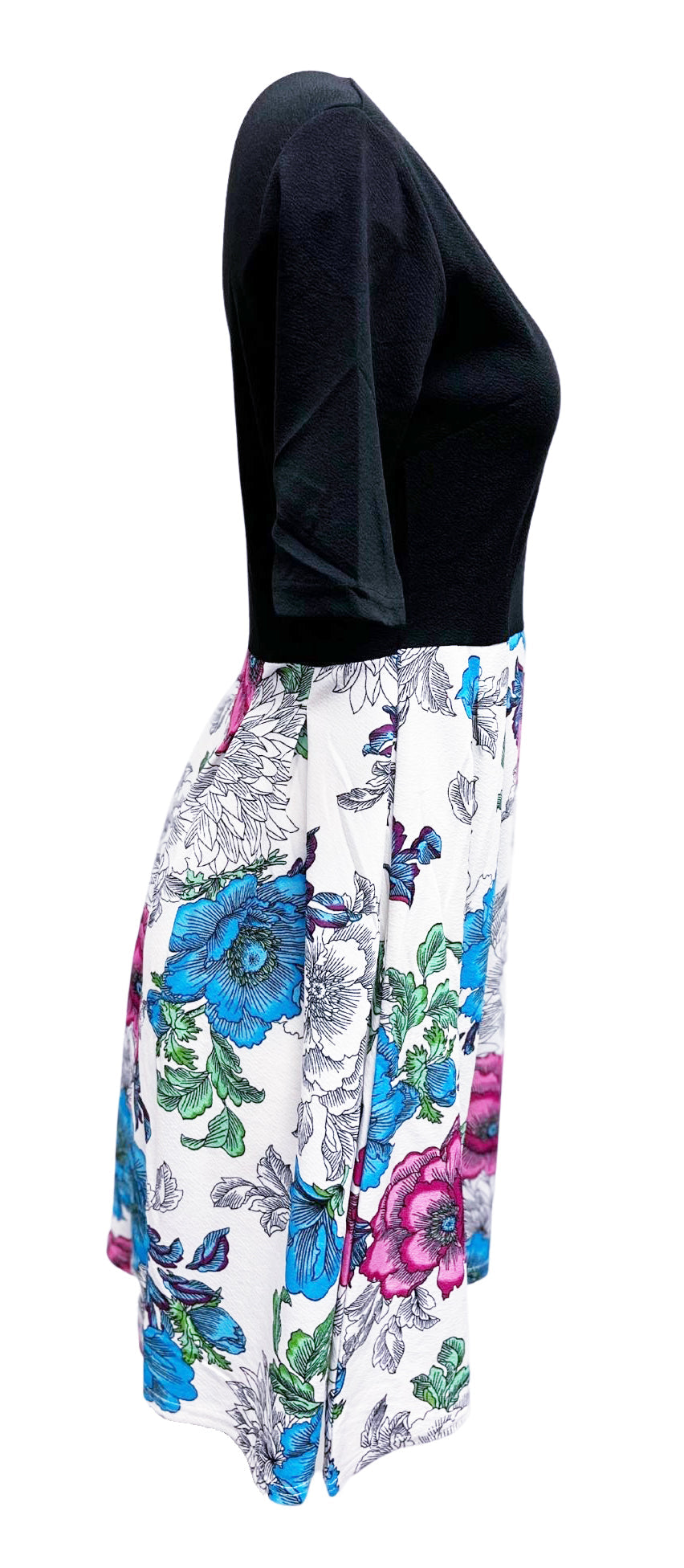 WOMEN'S FANCY FLOWER PATTERN DRESS (WHITE)