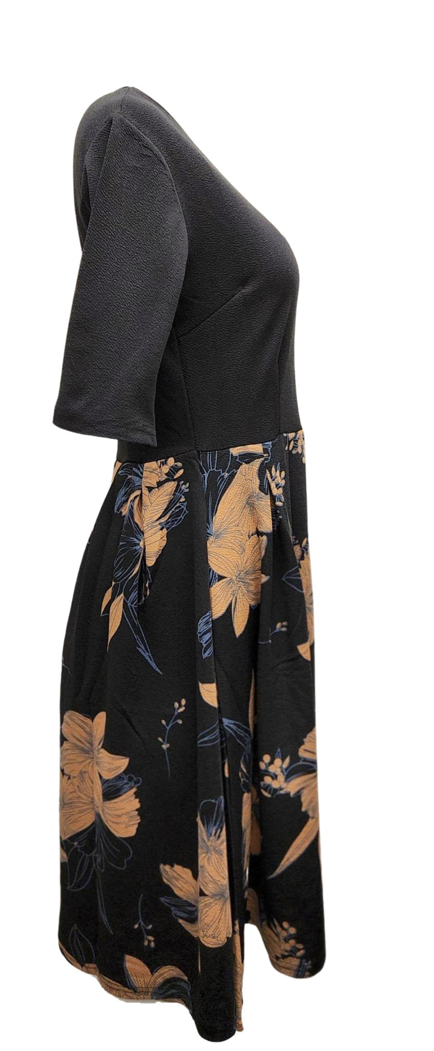 WOMEN'S FANCY FLOWER PATTERN DRESS (BLACK)