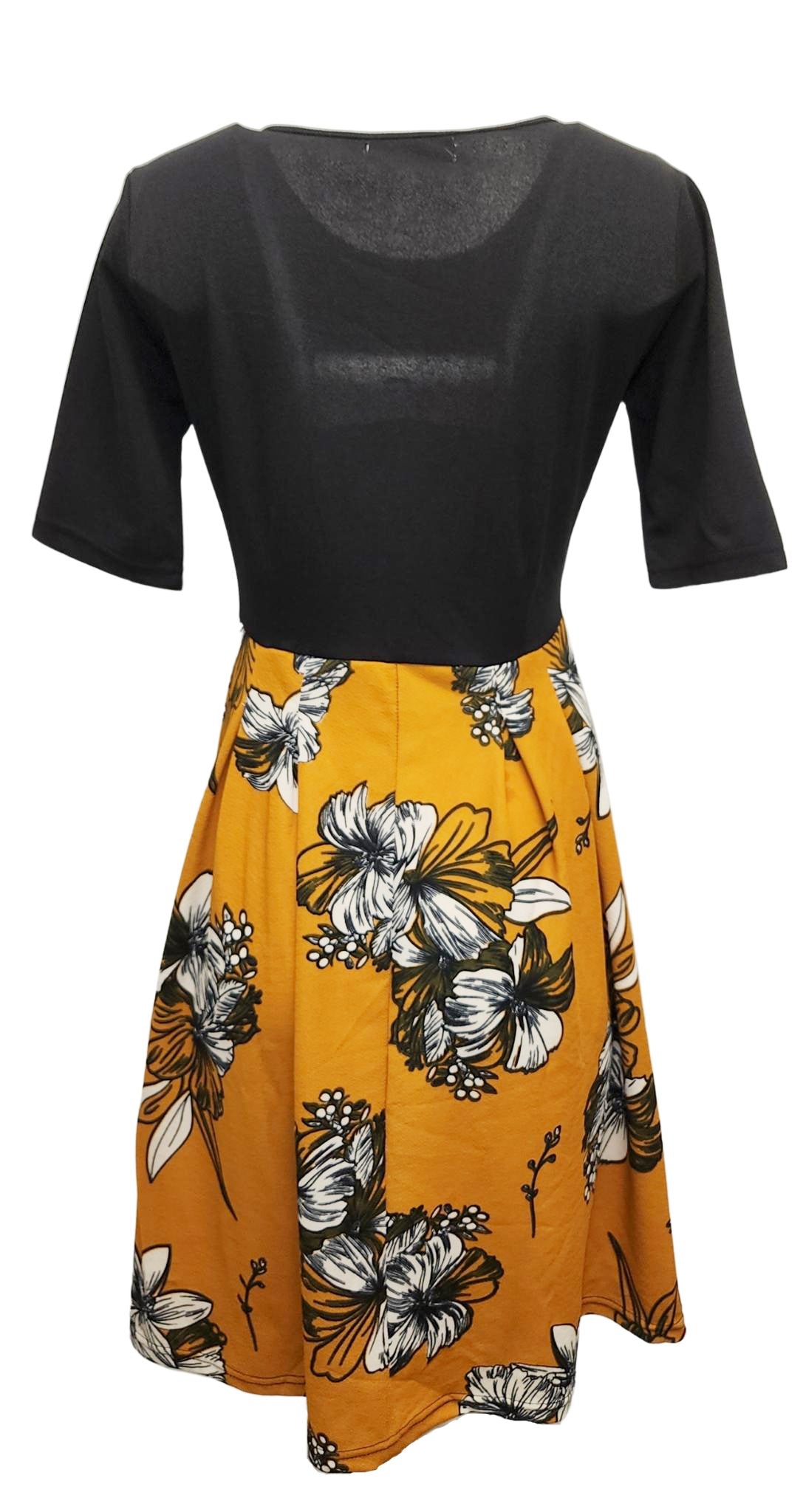 WOMEN'S FANCY FLOWER PATTERN DRESS (YELLOW)