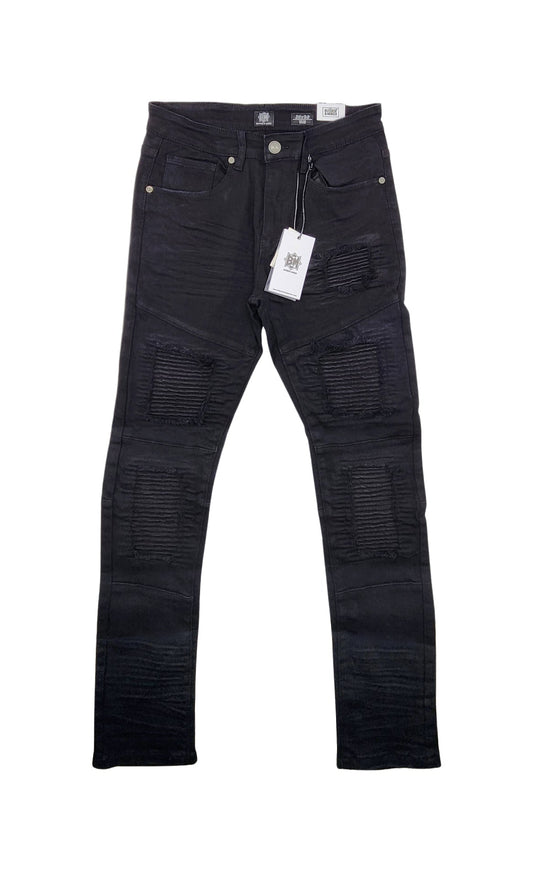 BLEECKER & MERCER MEN'S SIM FIT PREMIUM JEANS (JET BLACK)