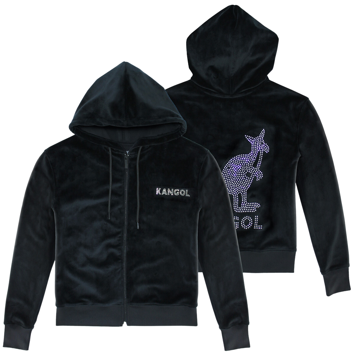KANGOL WOMEN'S VELOUR CRYSTAL TRACKSET (BLACK)