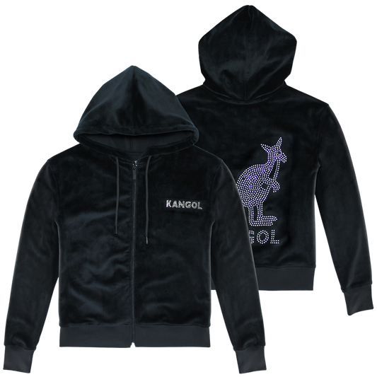 KANGOL WOMEN'S VELOUR CRYSTAL TRACKSET (BLACK)