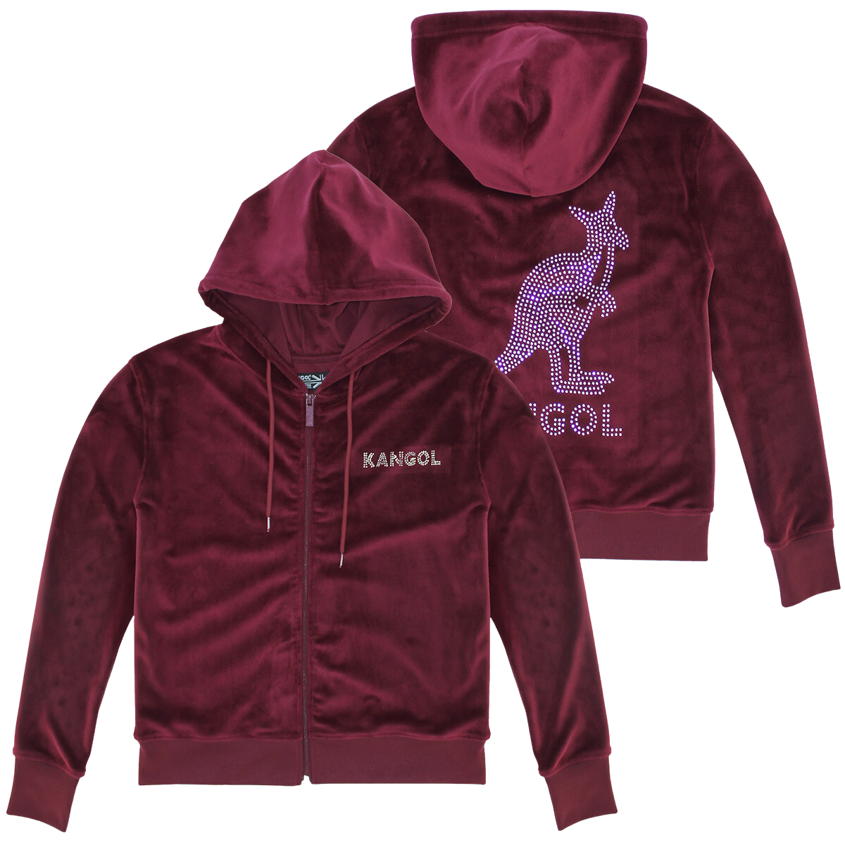 KANGOL WOMEN'S VELOUR CRYSTAL TRACKSET (MAROON)