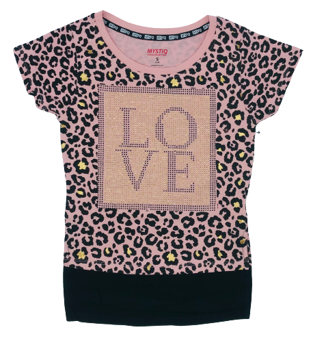 KIDS LEOPARD FOIL PRINT TEE (SMALL-LARGE) (Available in Dark Rose and Red) DARK ROSE