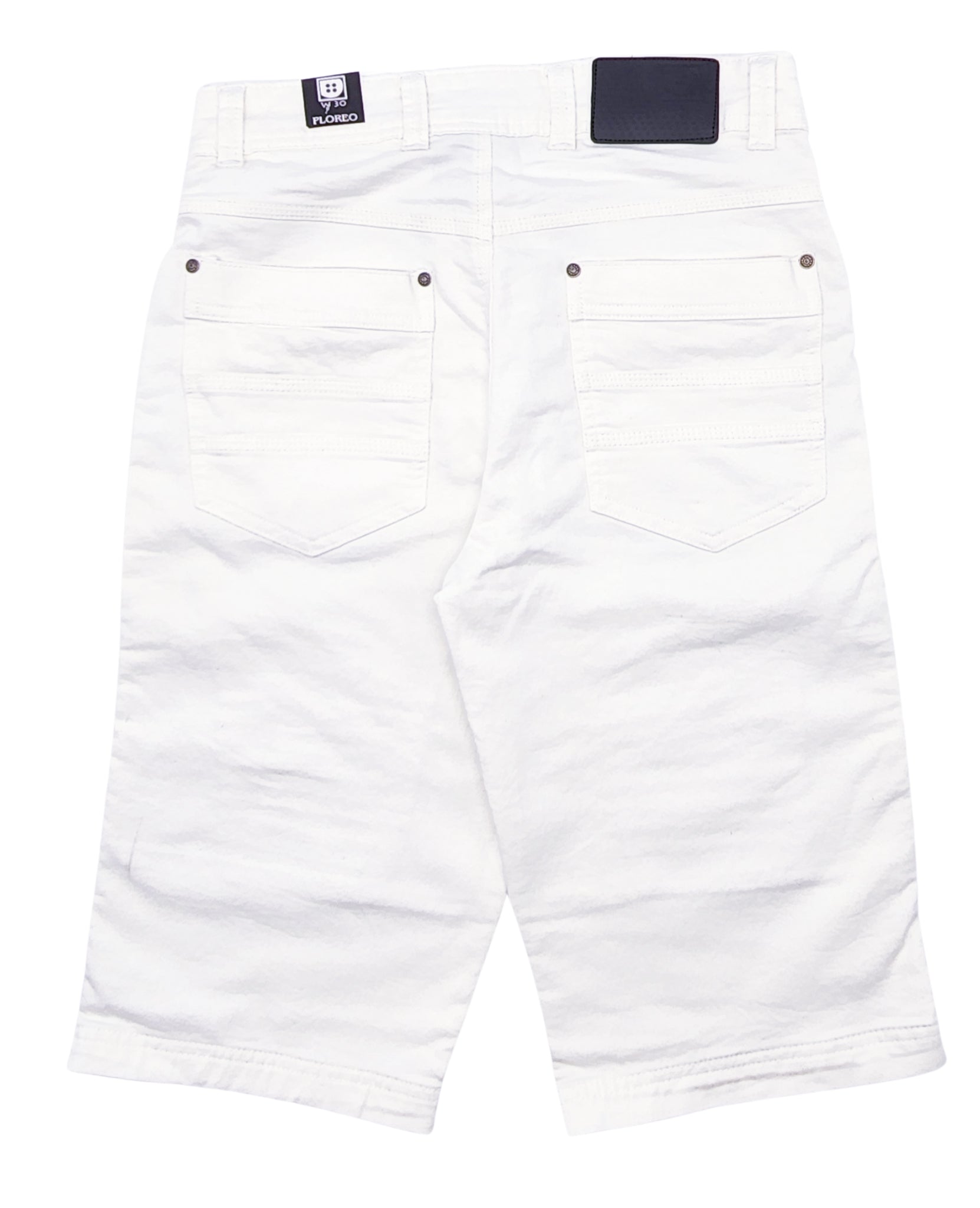 PLOREO MEN'S STRETCH DENIM SHORTS (WHITE)
