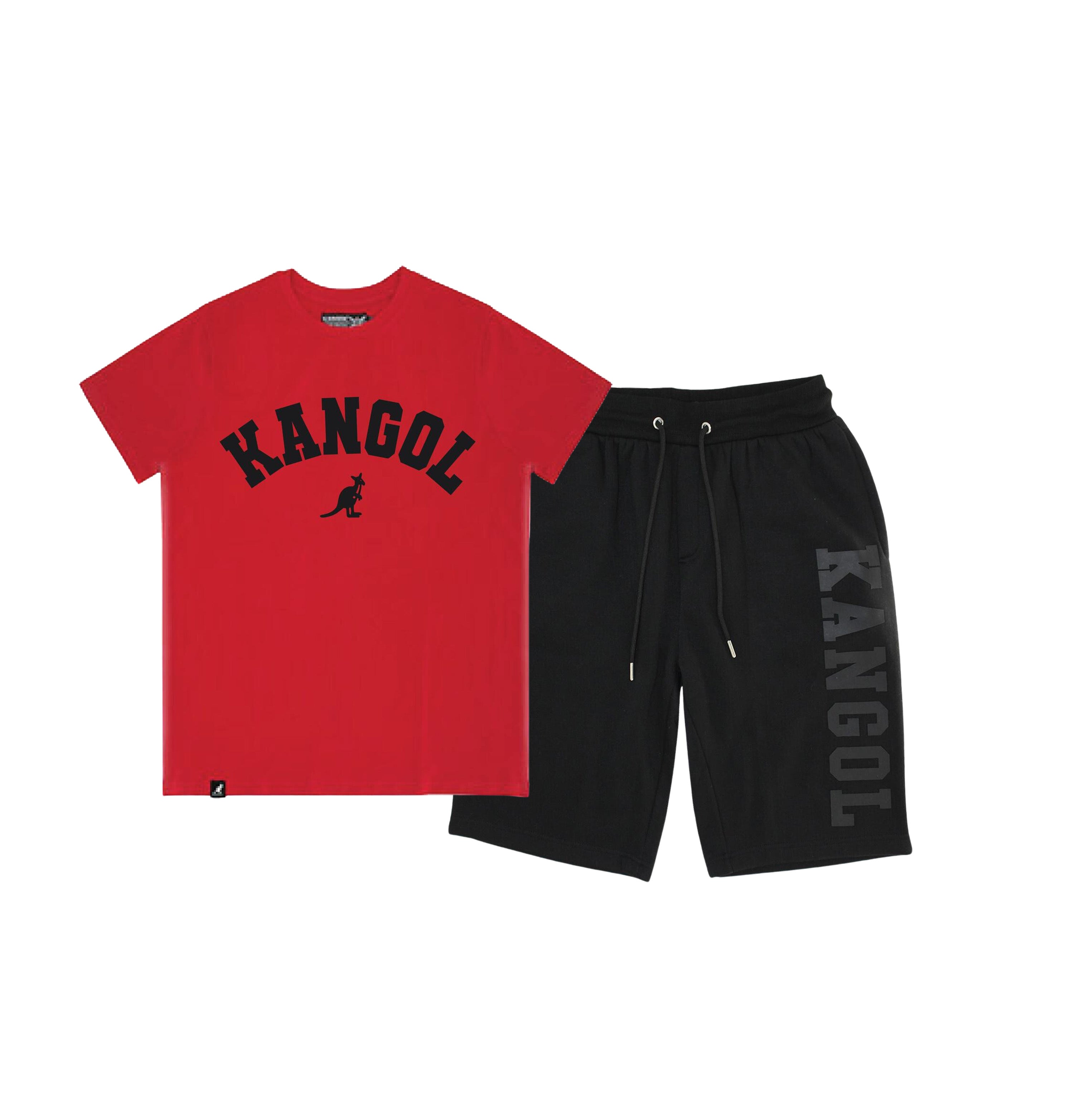 KANGOL MEN'S T-SHIRT/SHORTS PRINTED SHIRT SET (RED)