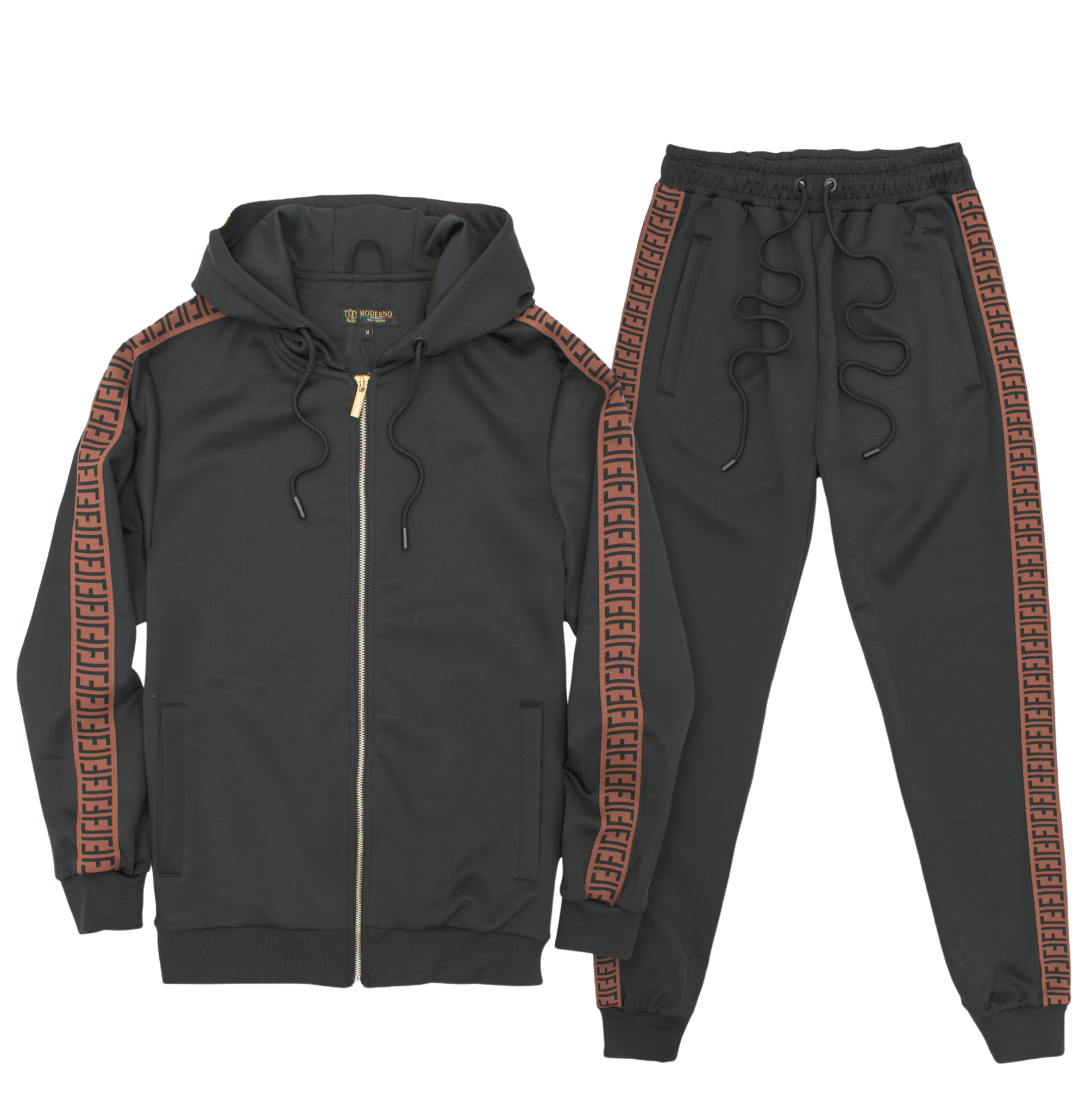 2 PCS FANCY MODERNO TRACKSUIT (BLACK MJST-580)