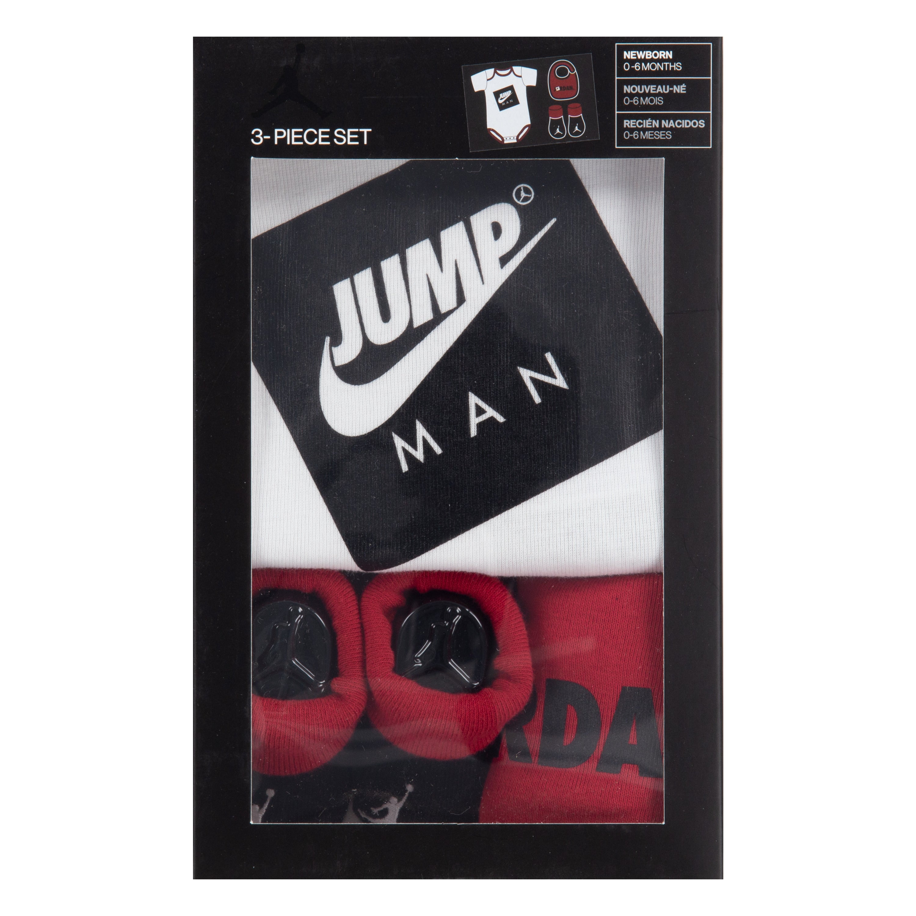 JORDAN 3 PIECE BABY SET (BODYSUIT/BIB/BOOTIES)