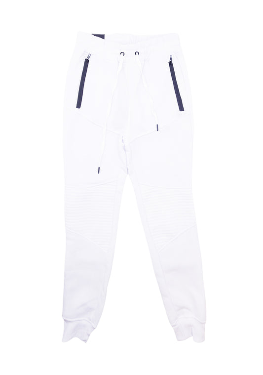 BLEECKER & MERCER QUILTED MOTTO JOGGERS (WHITE)