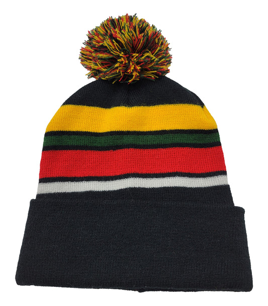PLAIN KNITTED TOQUES (BLACK/YELLOW)