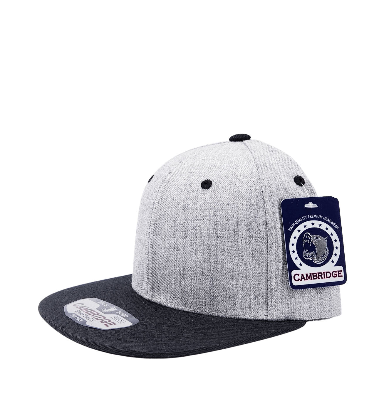 PIT BULL CAMBRIDGE WOOL BLENDED PLAIN SNAPBACK HAT (GREY/BLACK)