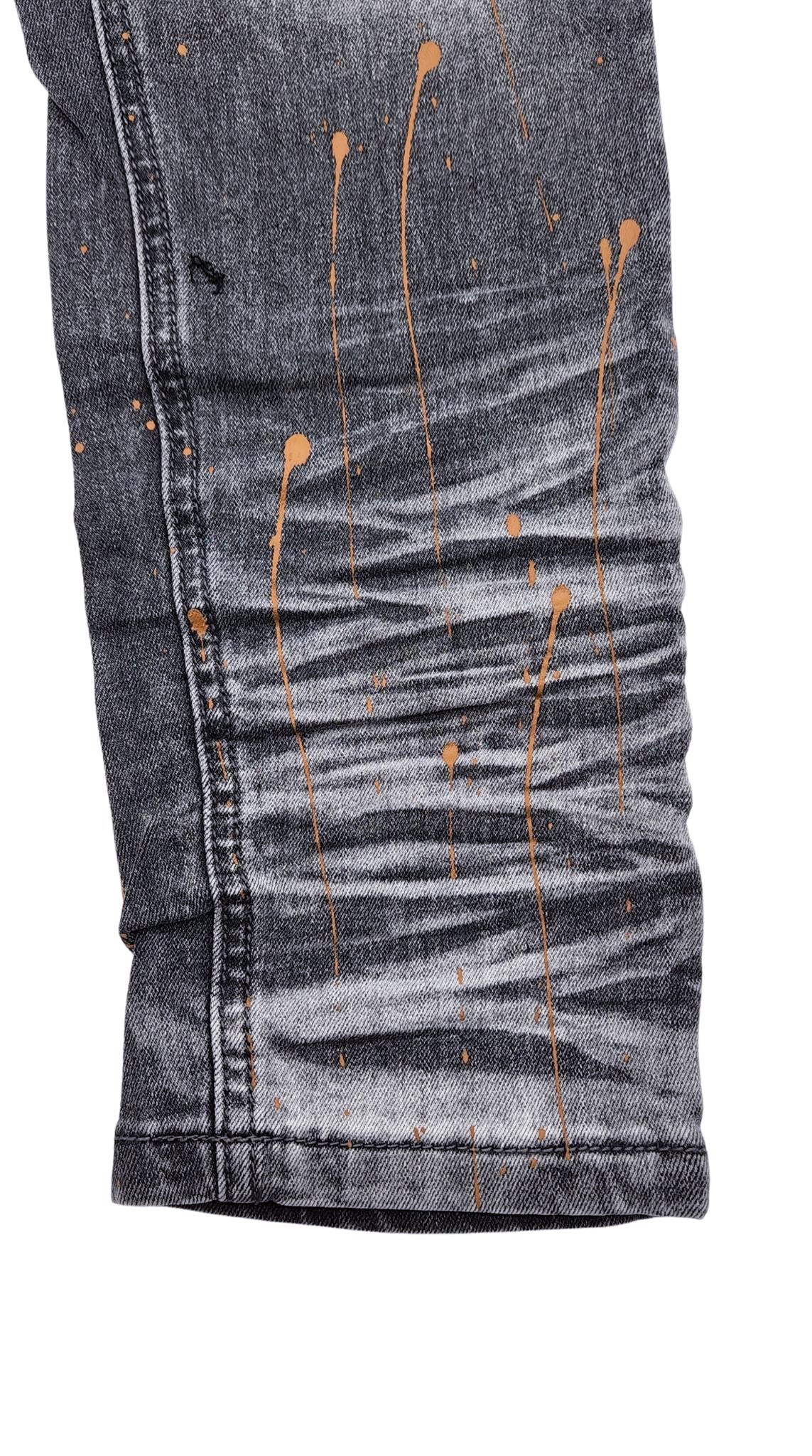 SWITCH MEN'S RIPPED DENIM JEANS WITH PAINT (BLACK SAND)