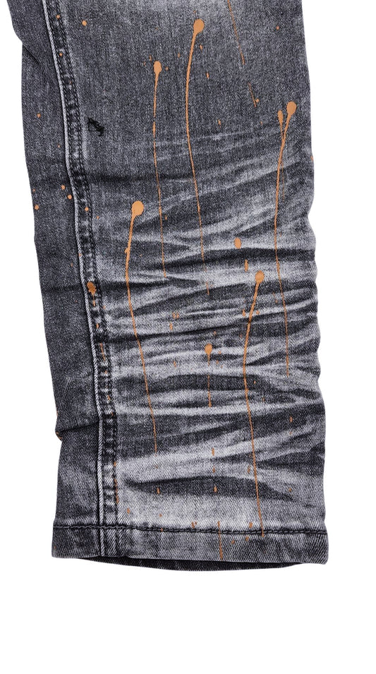 SWITCH MEN'S RIPPED DENIM JEANS WITH PAINT (BLACK SAND)
